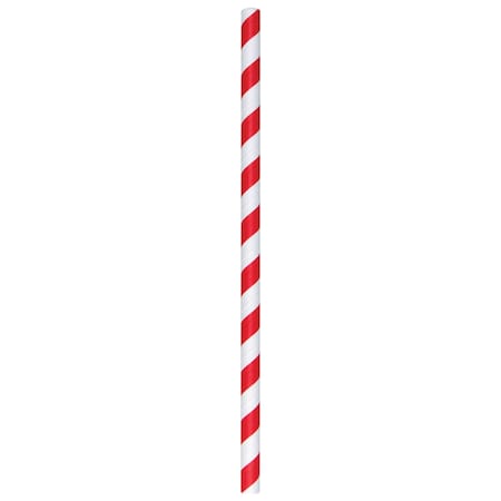 8.5 Colossal Wrapped Red And White Stripe Paper Straws PK 1200